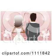 Rear View Of A Black Bride Groom And Priest Or Pastor At The Alter On Pink