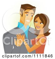 Poster, Art Print Of Happy Hispanic Couple Embracing And Smiling