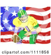 Poster, Art Print Of Football Player Over An American Flag 1