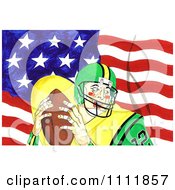 Poster, Art Print Of Football Player Over An American Flag 2