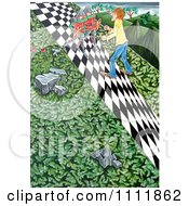 Poster, Art Print Of Soldiers Blocking A Man On A Checkered Path