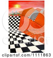 Poster, Art Print Of Soldiers On A Checkered Path Through A Mountainous Landscape