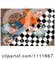 Clipart Soldiers Bandaging A Victim On A Checkered Path Royalty Free Illustration