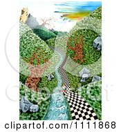 Soldier On A Checkered Path Along A Stream