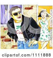 Clipart Man Looking Back At A Woman At Her Door Royalty Free Illustration