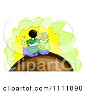 Clipart Couple Embracing And Sitting Royalty Free Illustration