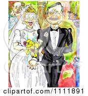 Poster, Art Print Of Pleased Wedding Couple Holding Hands