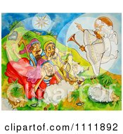Poster, Art Print Of Angel Over Shepherds And Sheep