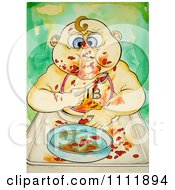 Poster, Art Print Of Messy Baby Eating Beans