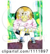 Toddler Girl Going Potty On The Toilet