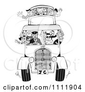Clipart Black And White People On A Double Decker Bus Royalty Free Illustration