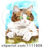 Clipart Green Eyed Cat Portrait Royalty Free Illustration