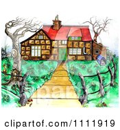 Clipart Path Leading To A Home With Bare Trees And A Dog House Royalty Free Illustration