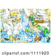 Poster, Art Print Of Chaotic Kitchen With Chefs Making Messes