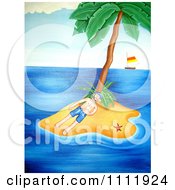 Poster, Art Print Of Castaway Marooned On A Tropical Island