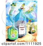 Poster, Art Print Of Person Sitting On A Nobodys Wine Bottle While Others Indulge