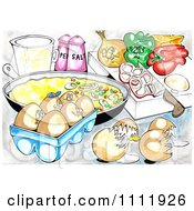 Poster, Art Print Of Eggs And Veggies By An Omelet In A Pan