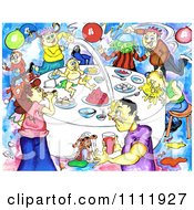 Clipart People Making A Mess At A Party Table Royalty Free Illustration