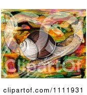 Poster, Art Print Of Snail On An Abstract Background