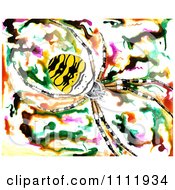 Poster, Art Print Of Yellow Striped Spider Over An Abstract Background