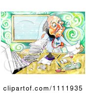 Poster, Art Print Of Stressed Businessman Drinking And Smoking While Trying To Do Paperwork