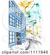 Poster, Art Print Of Victorian Men At A Building Entrance In The Winter Time