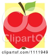 Poster, Art Print Of Red Apple Over A Yellow Square