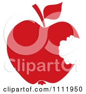 Clipart Red Apple With A Missing Bite Royalty Free Vector Illustration