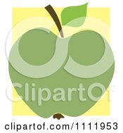 Clipart Green Apple On A Yellow Square Royalty Free Vector Illustration