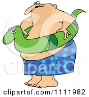 Chubby Man With A Snake Inner Tube