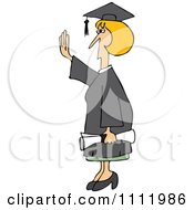 Female College Graduate Holding Her Hand Up