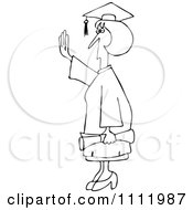 Outlined Female College Graduate Holding Her Hand Up