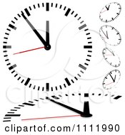 Poster, Art Print Of Black And White Wall Clocks With Red Second Hands