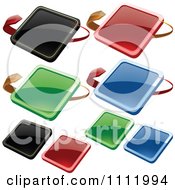 Clipart 3d Colorful Diamond Icon Labels With Arrows Royalty Free Vector Illustration