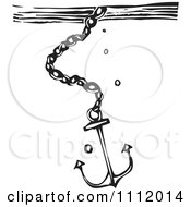Poster, Art Print Of Anchor Sinking In Water Black And White Woodcut
