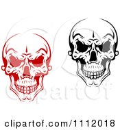 Poster, Art Print Of Evil Black And White And Red Skulls 2