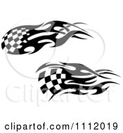 Poster, Art Print Of Black And White Tribal Checkered Racing Flags 3
