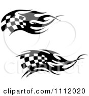 Poster, Art Print Of Black And White Tribal Checkered Racing Flags 4