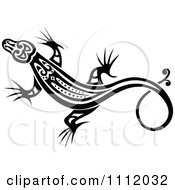 Clipart Black And White Tribal Lizard 7 Royalty Free Vector Illustration