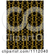 Clipart Seamless Vintage Golden Pattern On Black Royalty Free Vector Illustration