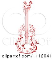 Clipart Red Floral Guitar Royalty Free Vector Illustration