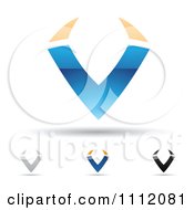 Poster, Art Print Of Abstract Letter V Icons With Shadows 8