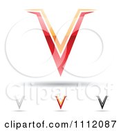 Poster, Art Print Of Abstract Letter V Icons With Shadows 2