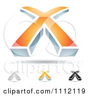 Abstract Letter X Icons With Shadows 5