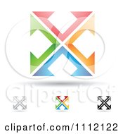 Abstract Letter X Icons With Shadows 2