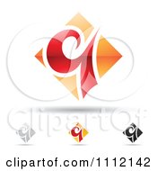 Poster, Art Print Of Abstract Letter Q Icons With Shadows 6