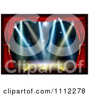 Poster, Art Print Of Empty Theater Stage With Red Curtains And Shining Lights