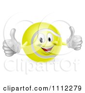 Poster, Art Print Of 3d Tennis Ball Mascot Holding Two Thumbs Up