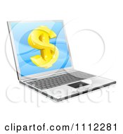 Poster, Art Print Of 3d Gold Dollar Symbol On A Laptop Screen