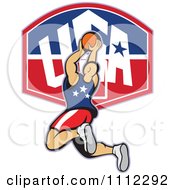 Poster, Art Print Of Basketball Player Jumping Over A Usa Backboard